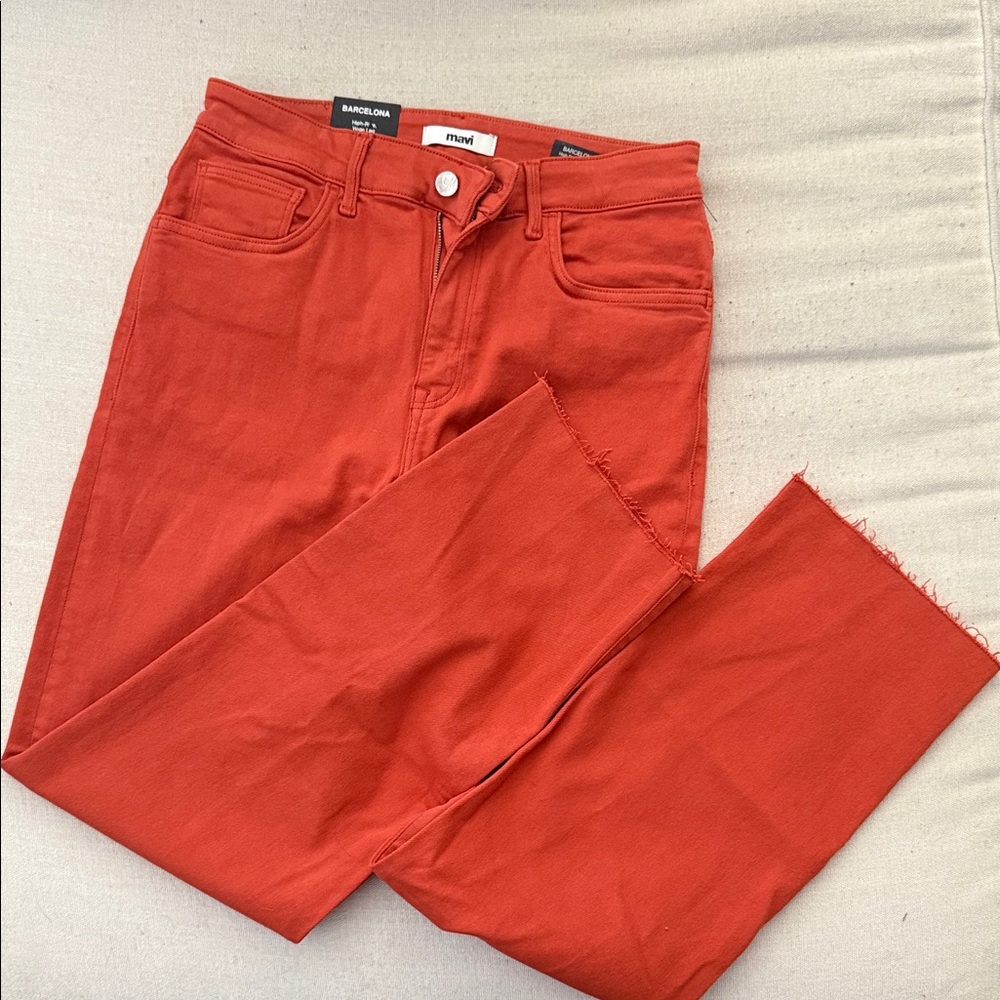 Mavi Women's High Rise, Wide Leg Jeans in Bold Orange